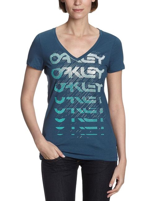oakley 女式 v-logo 开叉短袖 t 恤 marine blue x-small